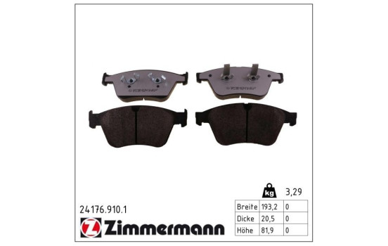 Kit de plaquettes de frein, frein à disque rd:z 24176.910.1 Zimmermann, Image 2