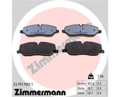 Kit de plaquettes de frein, frein à disque rd:z 24191.980.1 Zimmermann