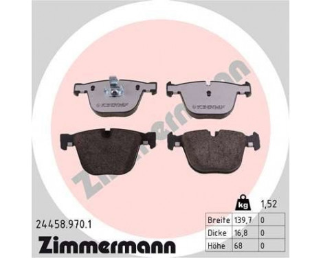 Kit de plaquettes de frein, frein à disque rd:z 24458.970.1 Zimmermann