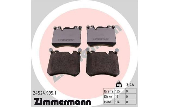 Kit de plaquettes de frein, frein à disque rd:z 24524.995.1 Zimmermann