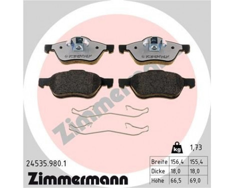 Kit de plaquettes de frein, frein à disque rd:z 24535.980.1 Zimmermann