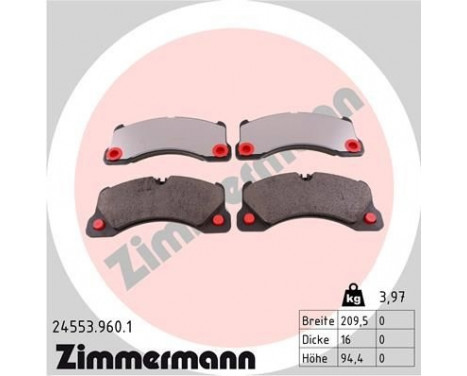 Kit de plaquettes de frein, frein à disque rd:z 24553.960.1 Zimmermann