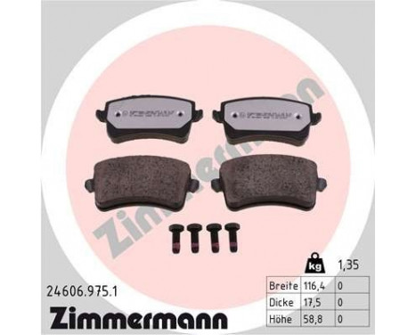 Kit de plaquettes de frein, frein à disque rd:z 24606.975.1 Zimmermann