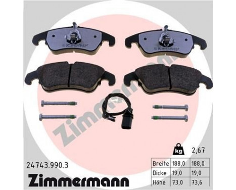 Kit de plaquettes de frein, frein à disque rd:z 24743.990.3 Zimmermann, Image 2