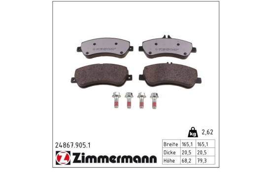Kit de plaquettes de frein, frein à disque rd:z 24867.905.1 Zimmermann, Image 2