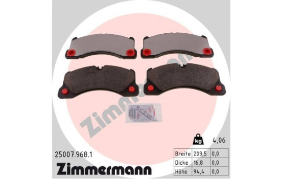 Kit de plaquettes de frein, frein à disque rd:z 25007.968.1 Zimmermann, Image 2