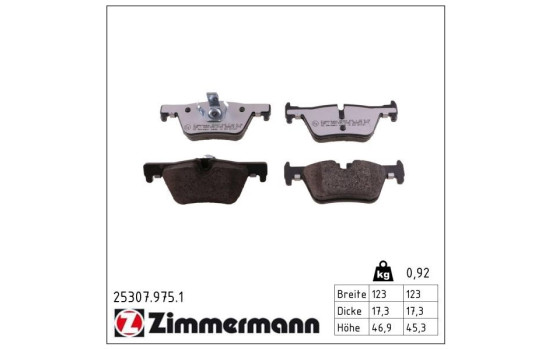 Kit de plaquettes de frein, frein à disque rd:z 25307.975.1 Zimmermann, Image 2