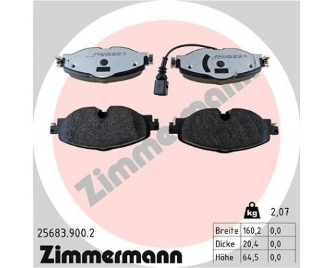 Kit de plaquettes de frein, frein à disque rd:z 25683.900.2 Zimmermann