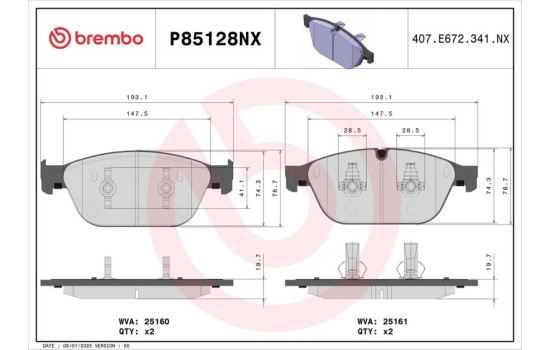 PLAQUES BREMBO XTRA P85128NX, Image 2