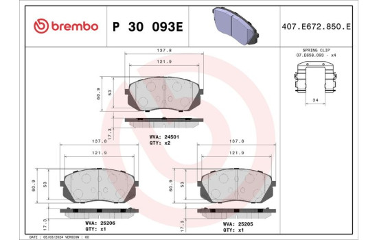 PLAQUETTES DE FREIN P 30 093E Brembo, Image 4