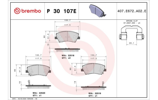 PLAQUETTES DE FREIN P 30 107E Brembo, Image 4