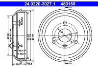Tambour de frein 24.0220-3027.1 ATE