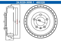 Tambour de frein 24.0220-3050.1 ATE