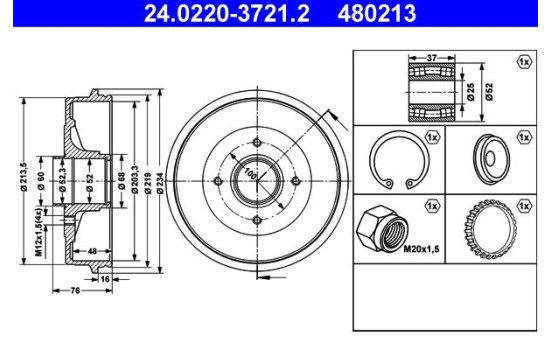 Tambour de frein 24.0220-3721.2 ATE