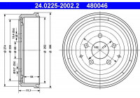 Tambour de frein 24.0225-2002.2 ATE