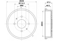 Tambour de frein 8DT 355 303-041 Hella Pagid GmbH