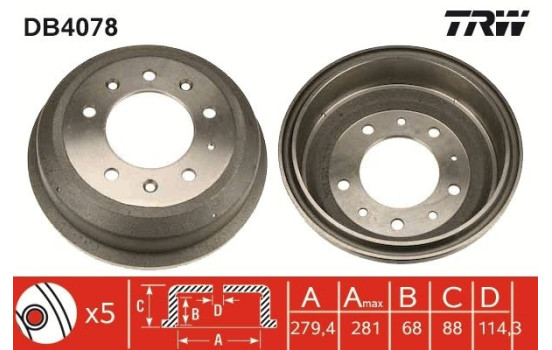 Tambour de frein DB4078 TRW