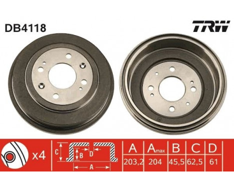 Tambour de frein DB4118 TRW