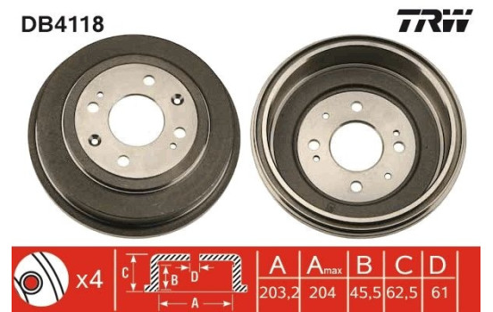 Tambour de frein DB4118 TRW