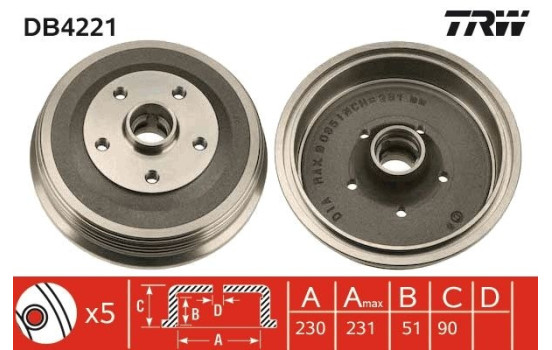 Tambour de frein DB4221 TRW