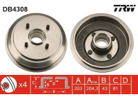 tambour de frein DB4308 TRW