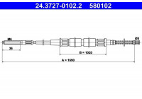 Tirette à câble, frein de stationnement 24.3727-0102.2 ATE