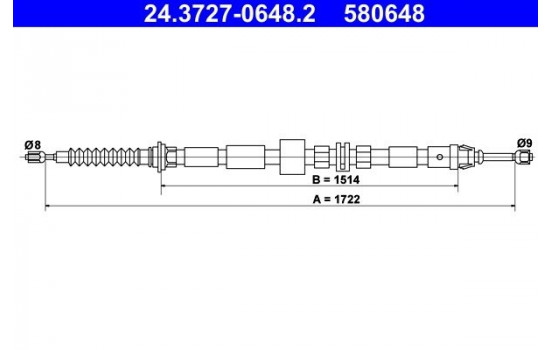 Tirette à câble, frein de stationnement 24.3727-0648.2 ATE