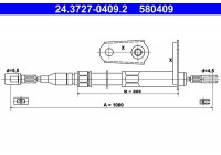 Tirette à câble, frein de stationnement 24.3727-0409.2 ATE