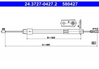 Tirette à câble, frein de stationnement 24.3727-0427.2 ATE