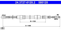 câble de traction, frein de stationnement 24.3727-0120.2 ATE