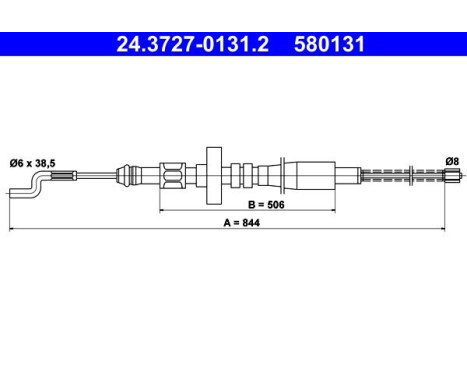 Câble de traction, frein de stationnement 24.3727-0131.2 ATE