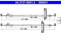 Câble de traction, frein de stationnement 24.3727-0651.2 ATE