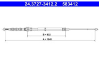 Câble de traction, frein de stationnement 24.3727-3412.2 ATE
