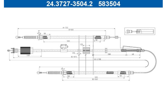 câble de traction, frein de stationnement 24.3727-3504.2 ATE, Image 2