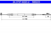 Tirette à câble, frein de stationnement 24.3727-0223.2 ATE