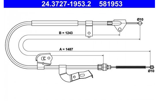 Tirette à câble, frein de stationnement 24.3727-1953.2 ATE