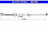 Tirette à câble, frein de stationnement 24.3727-2708.2 ATE