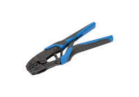 Ratchet crimping pliers for insulated cable lugs