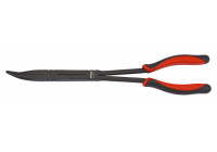 Long nose pliers with double hinge, extra long, bent 45 °