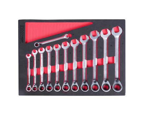 Reversible ring ratchet wrenches, 12 pieces
