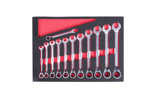 Reversible ring ratchet wrenches, 12 pieces