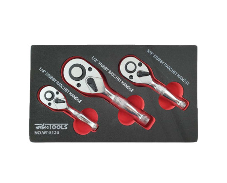 Stubby ratchet set with Quick Release 1/4, 1/2 & 3/8 - 72 teeth