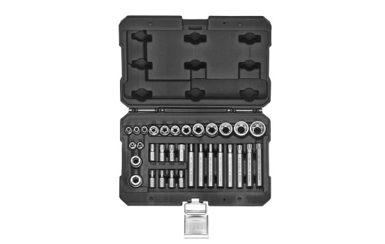 Force 1/4", 3/8" & 1/2" hex socket and torx bit set 32 pieces