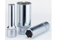 Force Socket long 1/2", 6-sided wave profile 22mm