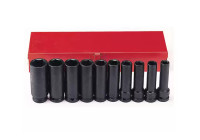 Force 1/2" Impact Socket Set 6-sided long 10 pieces