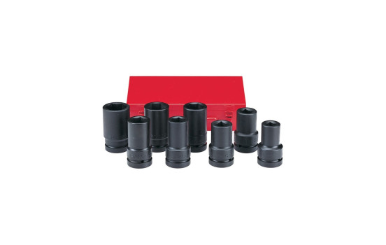 Force 1" Impact Socket Set Square & 6-point Long SAE 8-piece