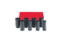 Force 3/4" Impact Socket Set 6-sided long SAE 8-piece