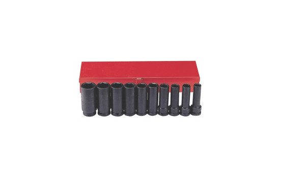 Force 4107S 1/2" Impact socket set (6-sided) long SAE 10 pieces