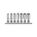 3/8" Knee joint socket set long SAE 7 pieces