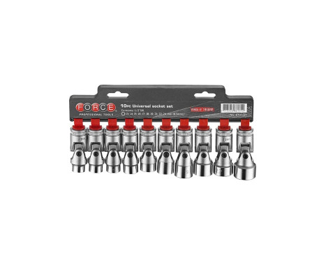 Force 1/2" 6-sided Knee joint socket set 10-piece